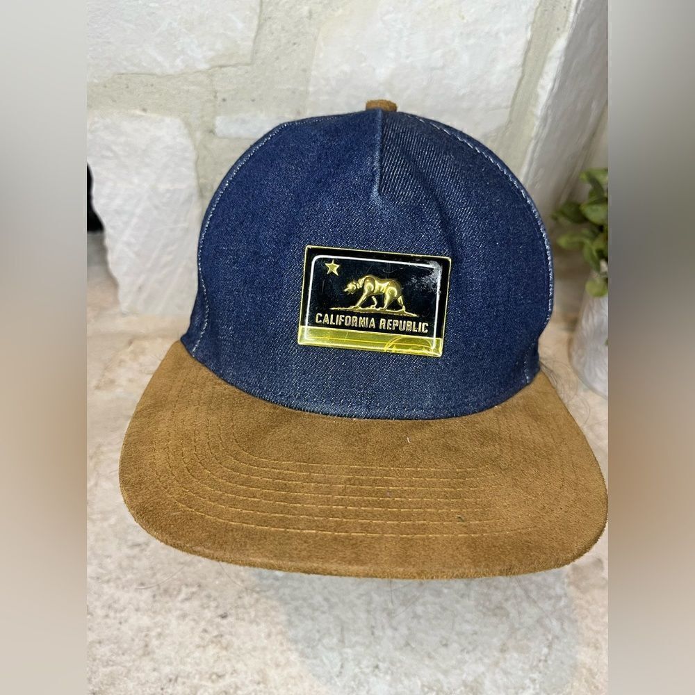 Official California republic truckers denim faux suede brim cap